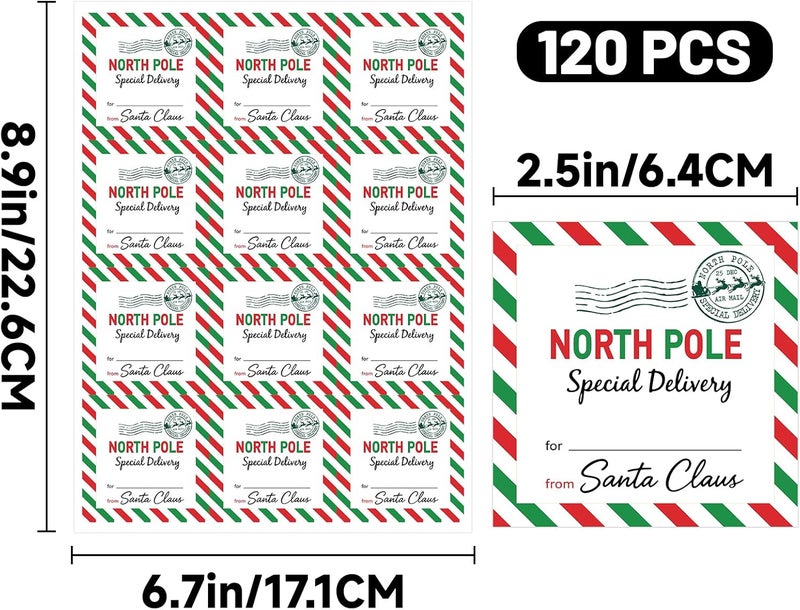 Alynta Christmas Gift Tags Stickers - 120Pcs from Santa Gift Tags Labels 2.5 Inch Personalized North Pole Stickers Holiday Sticker for Christmas Presents Envelope Seals Cards (Special Delivery) - Image 2